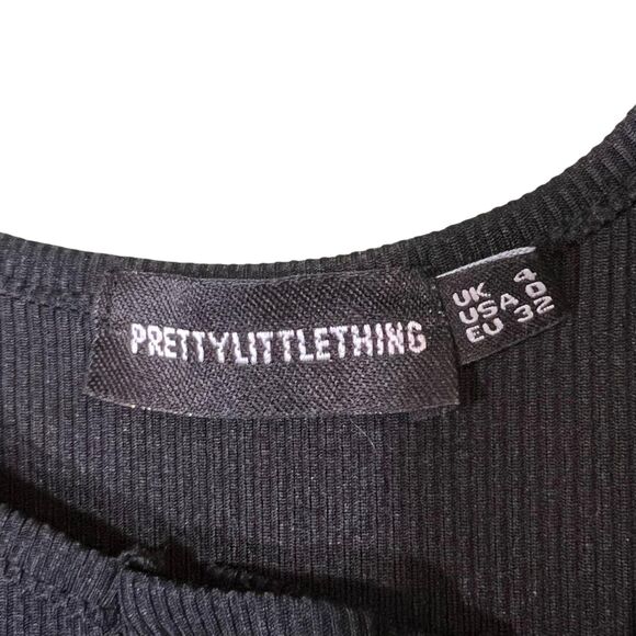 PrettyLittleThing Dress Womens US 0 Black Ribbed Button Front Bodycon Midi Tank - Picture 7 of 11